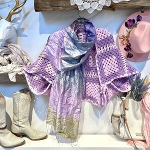 Raw SILK OMBRA purple boho scarf/wrap w glorious rustic texture